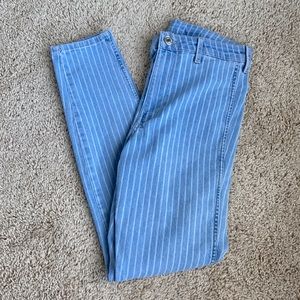 Striped light denim jeans